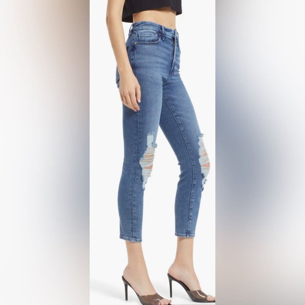 Good American Distressed Blue Skinny Jeans - Picture 3 of 11